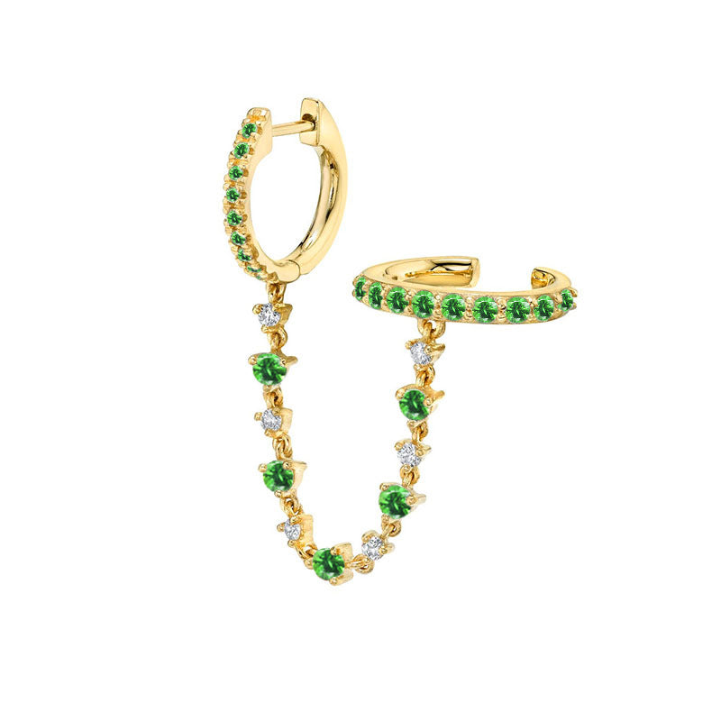 Women's Diamond Ear Chain Double Clip Fashion Trend Eardrop Earrings