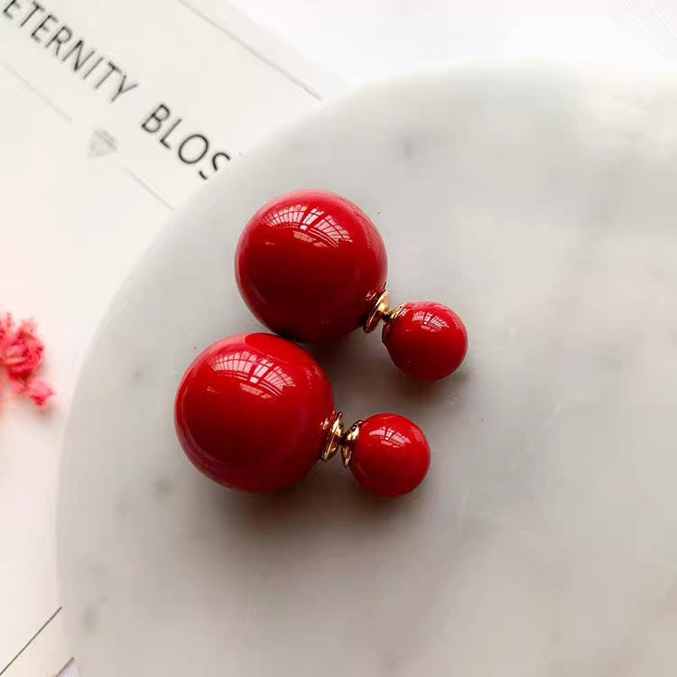 Women's Needle Red Retro One Style For Large Small Stud Earrings