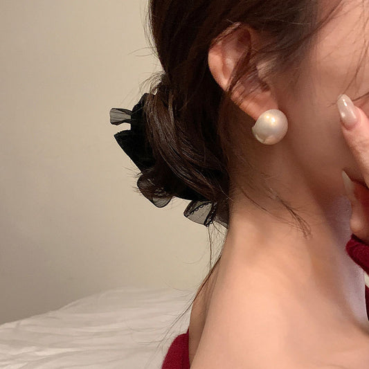 Women's French Style High Sense Semicircle Pearl Simple Temperament Commute Fashion Rings