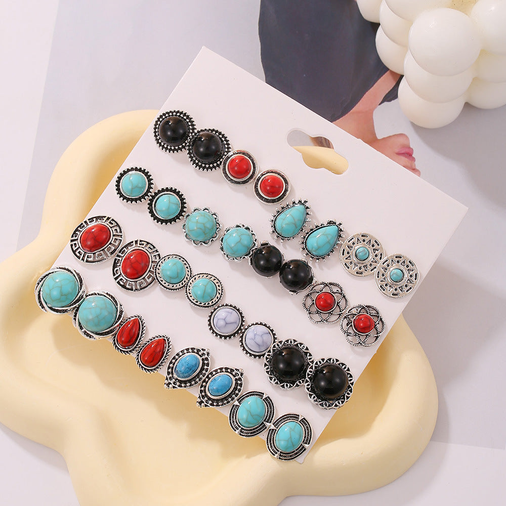 Ethnic Style Turquoise More Than Round Earrings