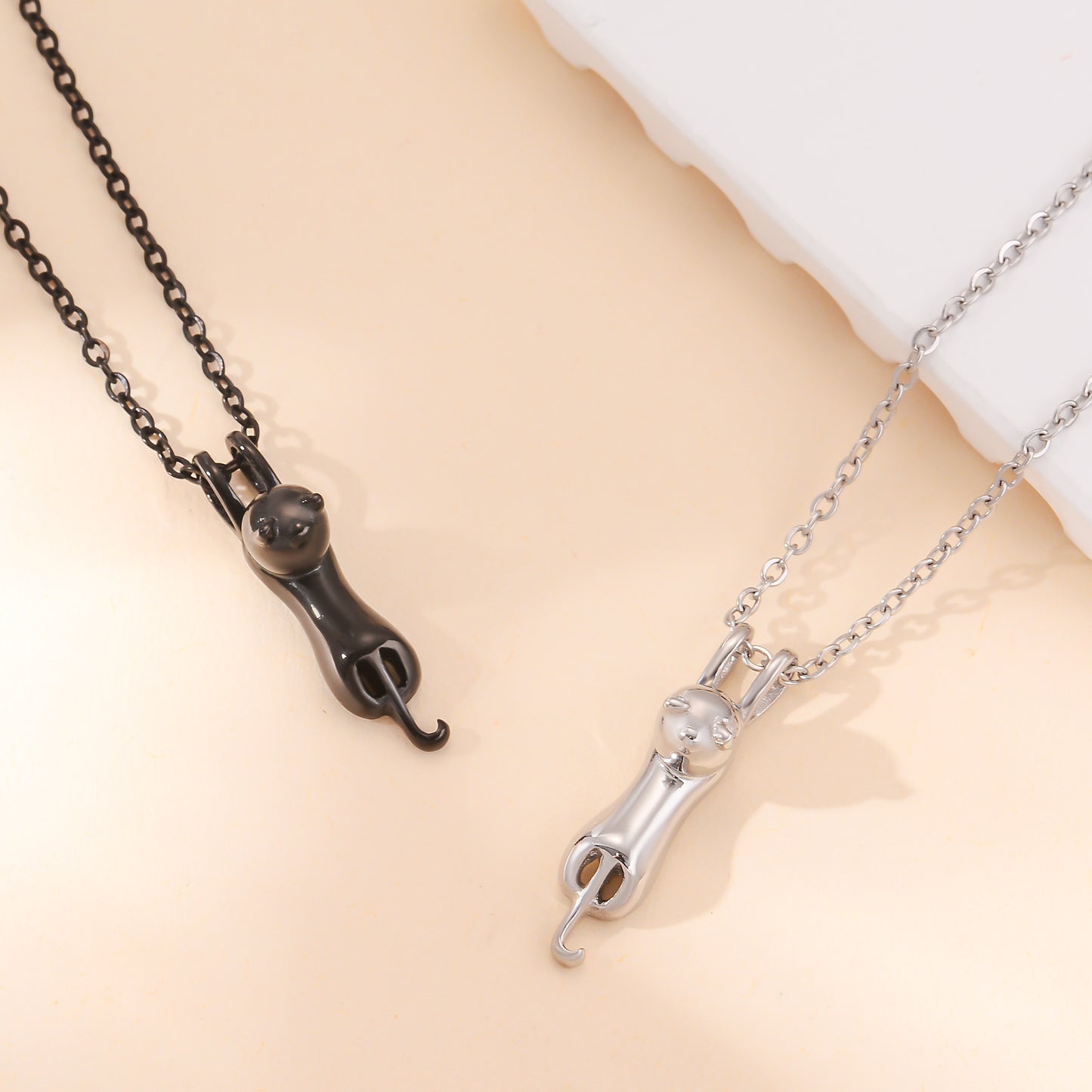 Kitten Perfume Bottle Stainless Steel Titanium Animal Memorial Cremains Design Necklaces