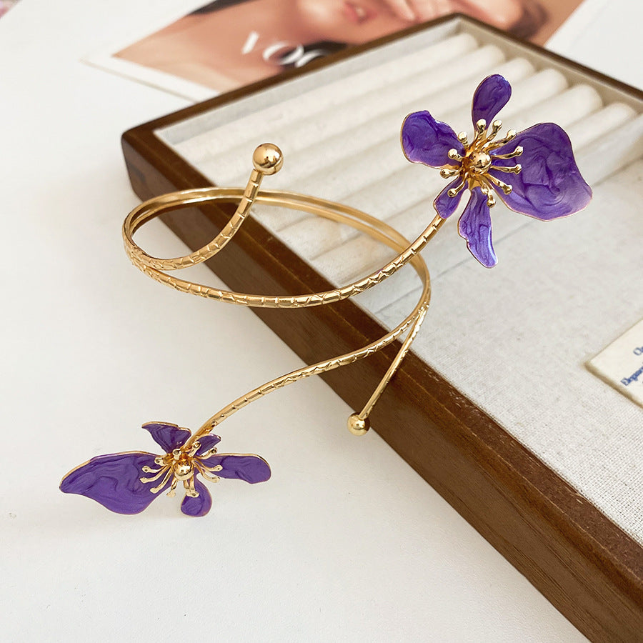 Retro Glaze Flowers Open Armband Color Design Bracelet