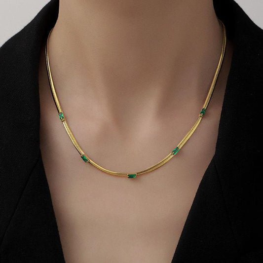 Fashion Emerald Zircon Female Special Interest Light Luxury Necklaces