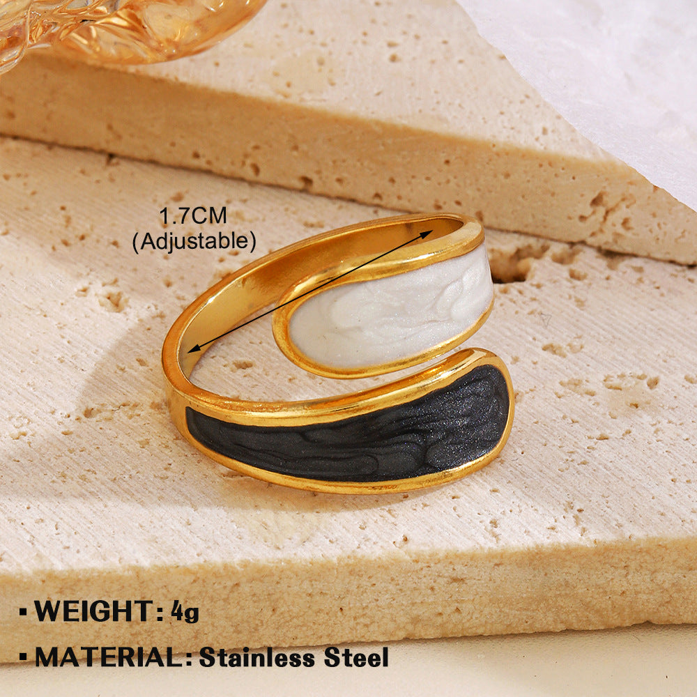 Women's Popular Stainless Steel Drip Open Personalized Hip Hop Real Rings