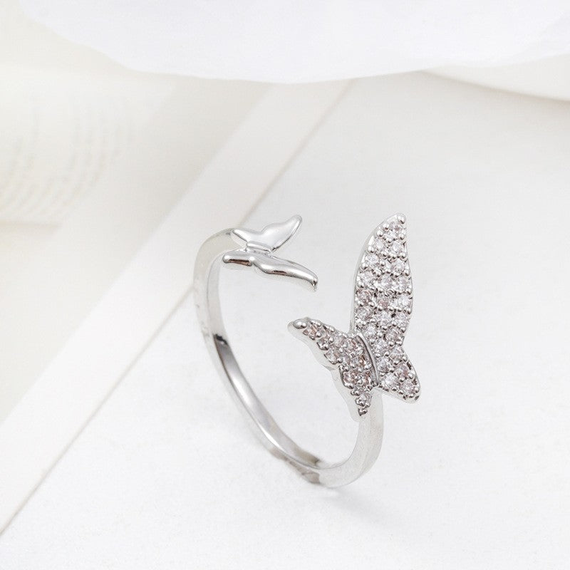 Micro Inlaid Zircon Pearl White Female Rings