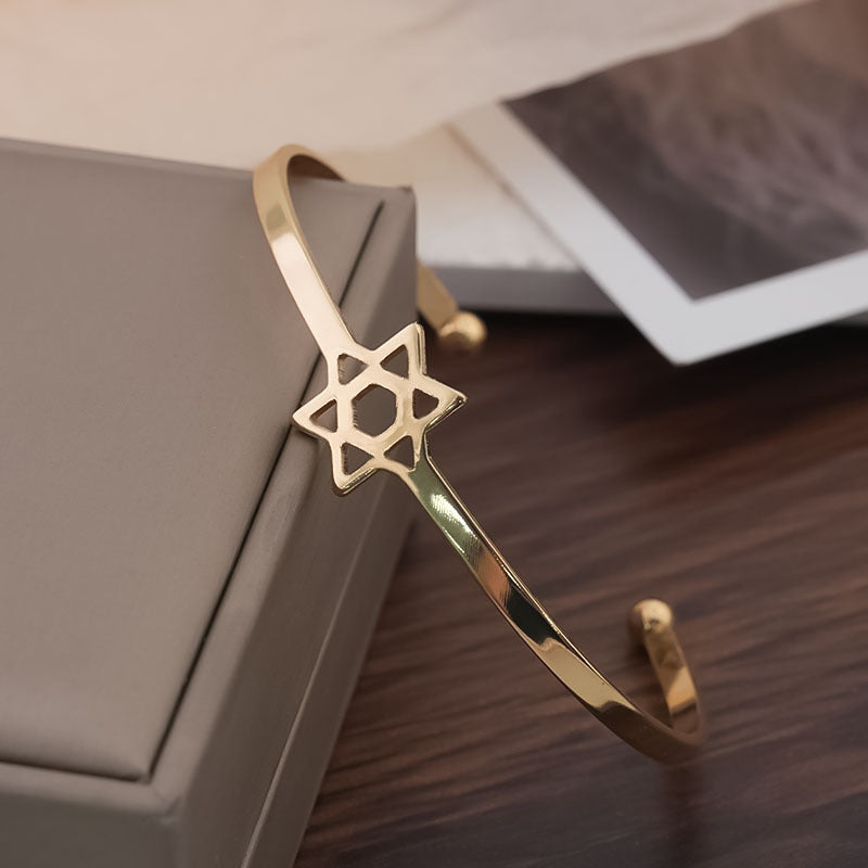Six-pointed Star Open Metal Five-pointed Female Stall Bracelets