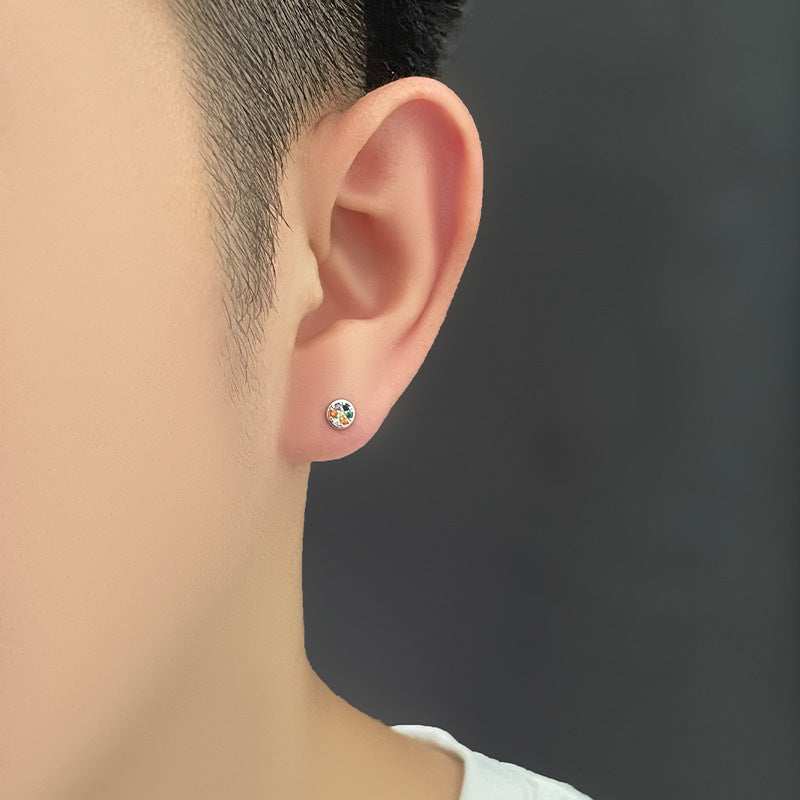 Men's Street Hip Hop Geometric Trend Round Earrings