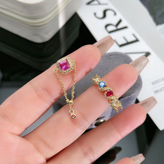 Women's Sugar Cube Chain Retractable Forefinger Sweet Cool Colorful Rings