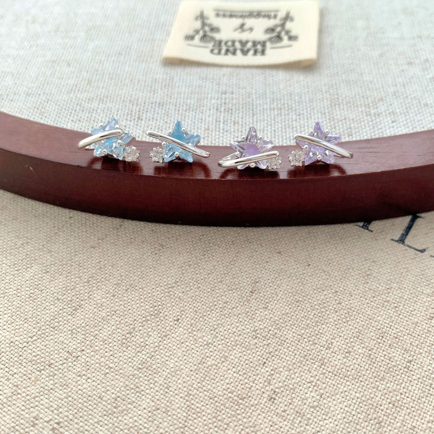 Women's Pink Blue Star Ear Track Swing Exquisite Small Versatile Commuter Stud Earrings