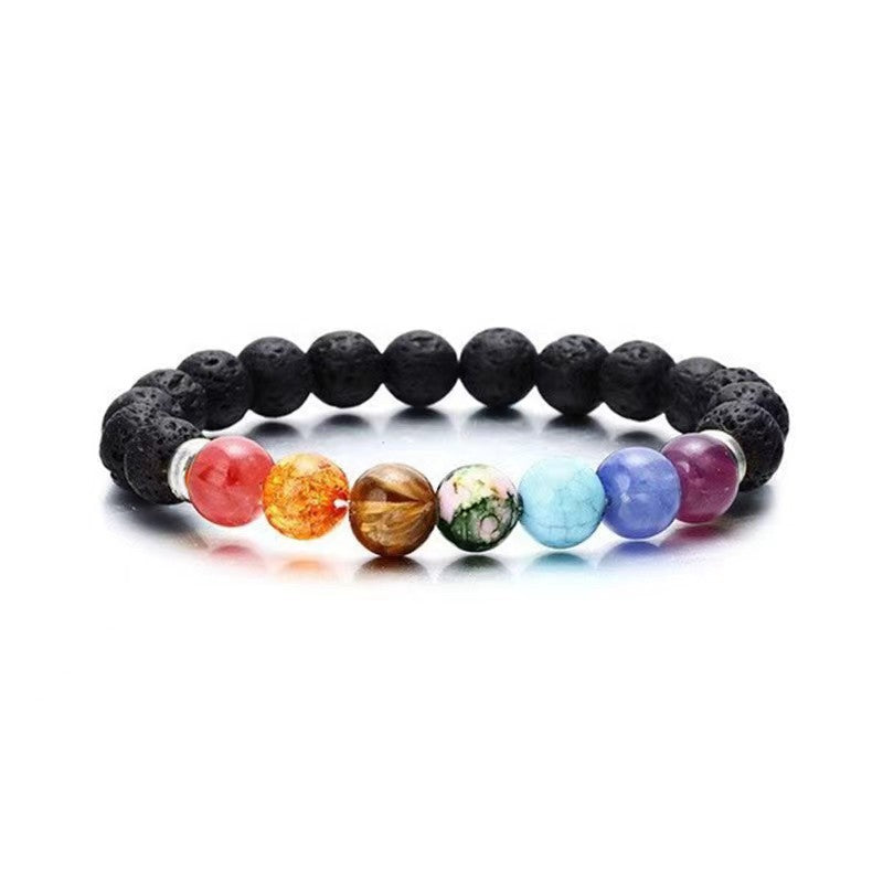 Women's Volcanic Stone Colorful Yoga Energy Six Bracelets