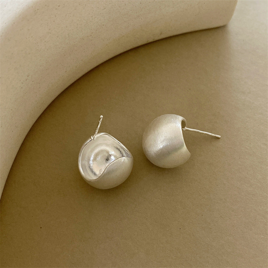 Women's Metal Ball Brushed Simple Fashion High-grade Earrings