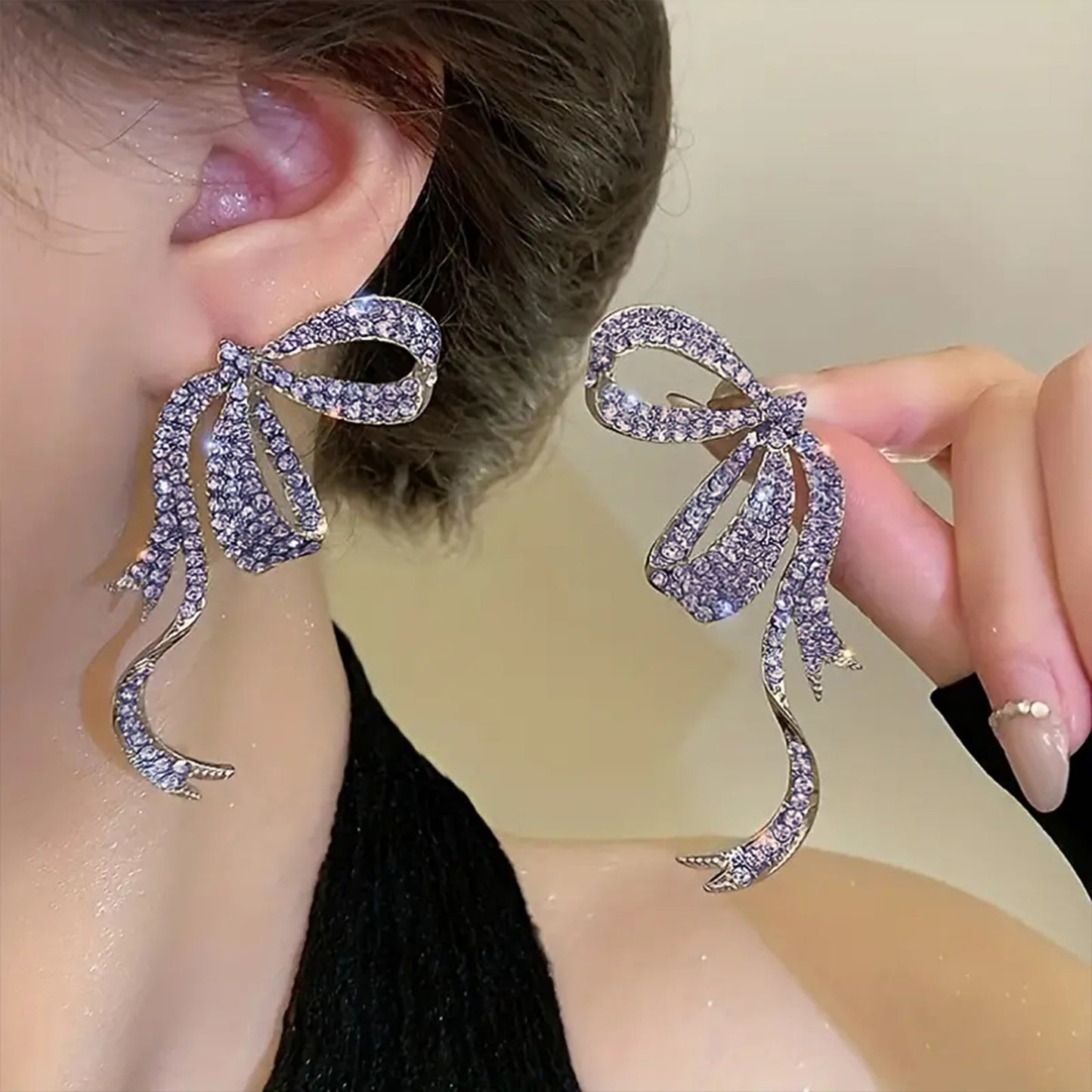 Korean Style Niche Design Butterfly Ribbon Light Luxury Full Earrings
