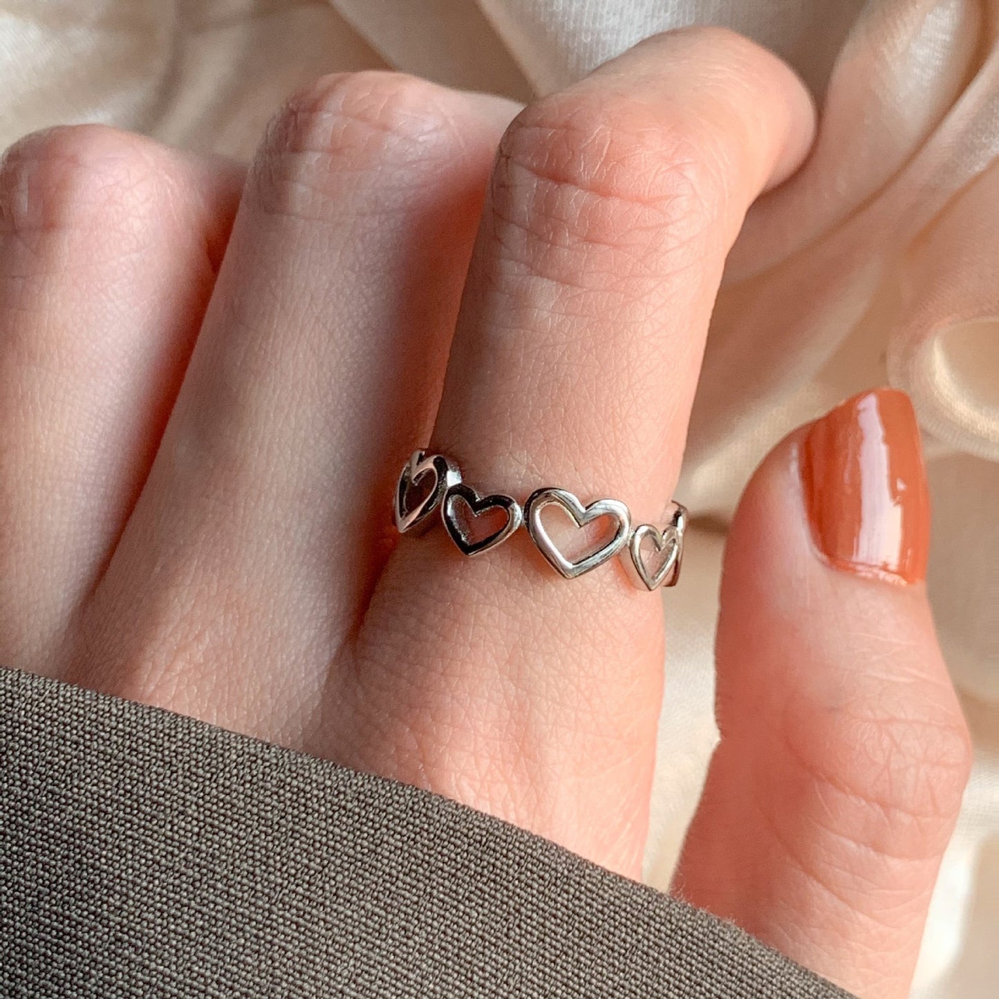 Women's Simple Love Heart-shaped Opening Adjustable Design High-grade Light Rings