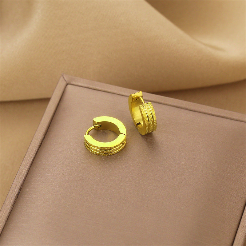 Steel No Fading Ear Gold Rose Earrings