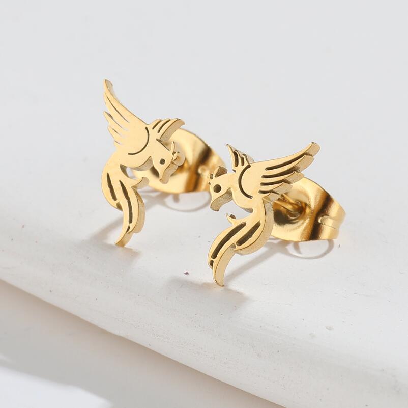 French Retro Phoenix Simple Mini Personality Earrings