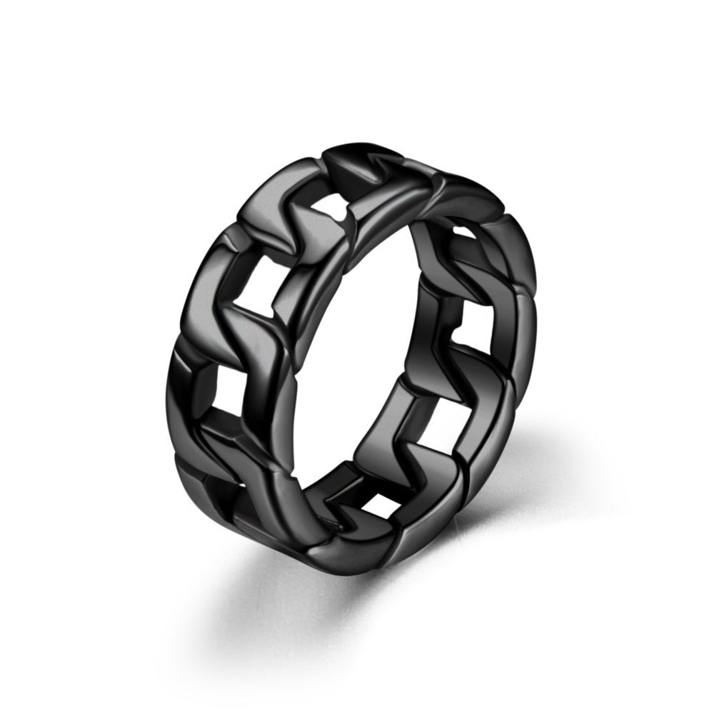 Men's Titanium Steel Stainless Casting Chain Ornament Rings