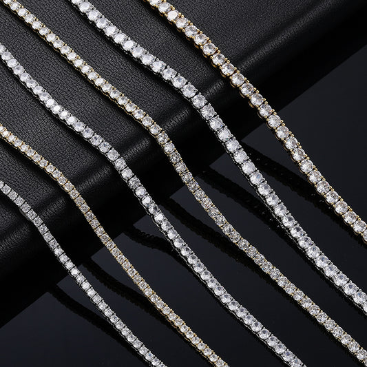 Inlaid Zircon Single Strand Hip Hop Necklaces