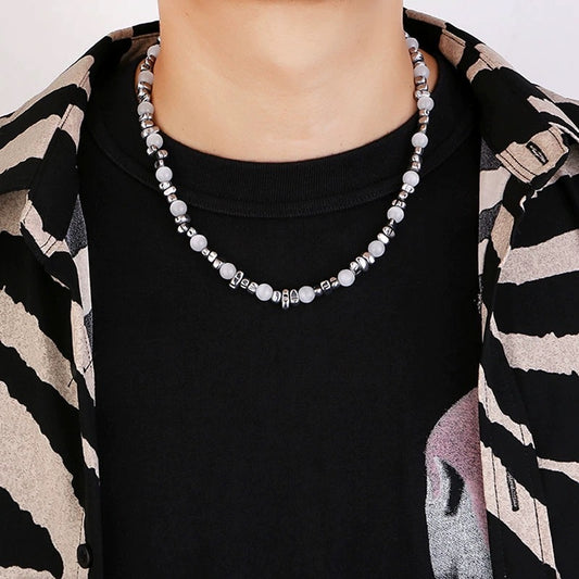 Niche Black White Beaded Clavicle Chain Necklaces