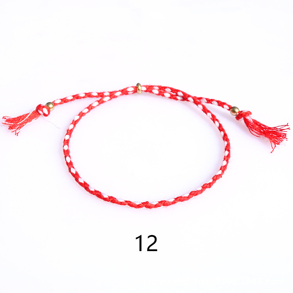 Women's & Men's Colorful Cotton String Friendship Copper Bead Bracelets