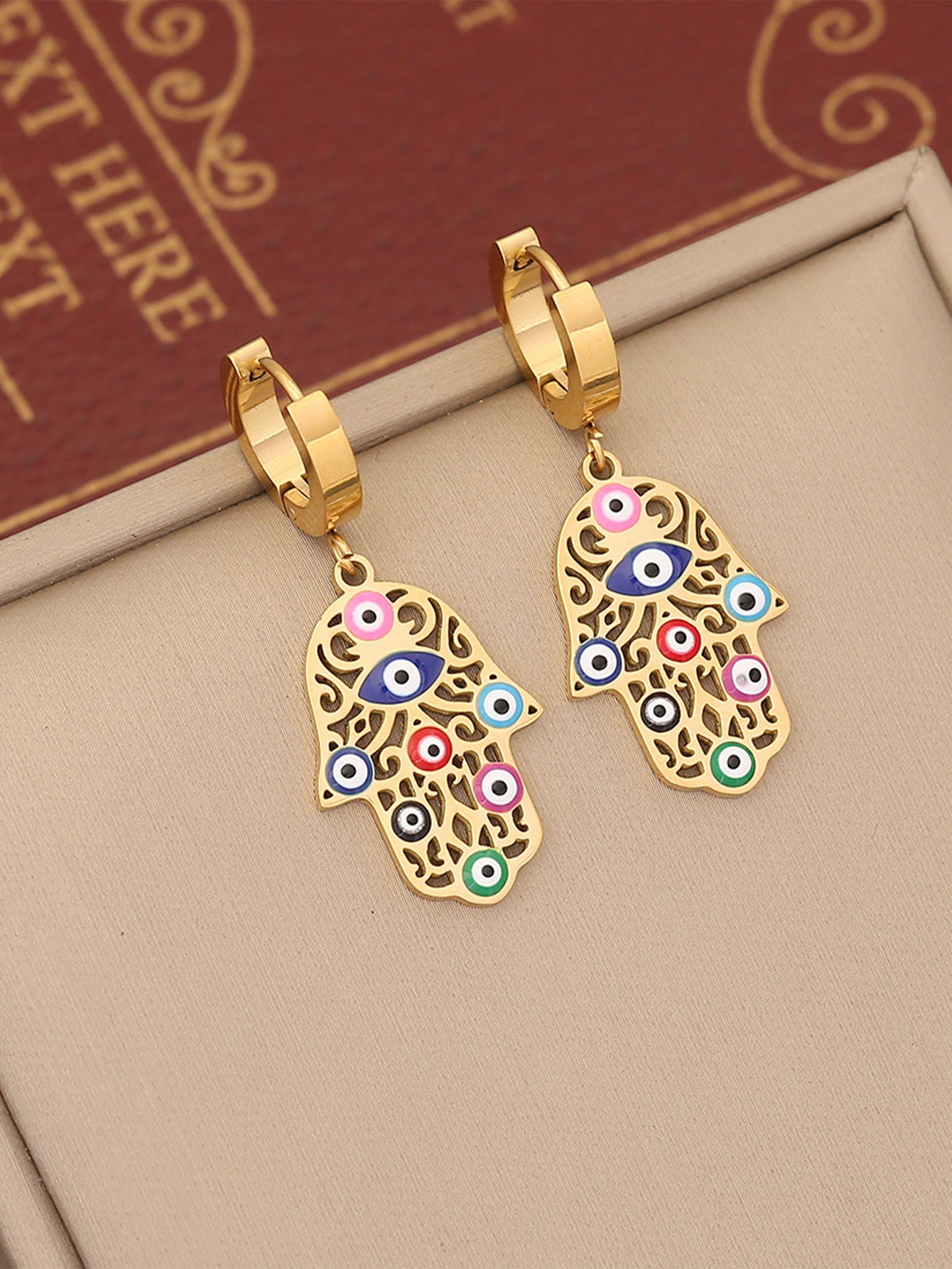 Women's Drop Oil Personalized Ear Clip Titanium Steel Jewelry Set