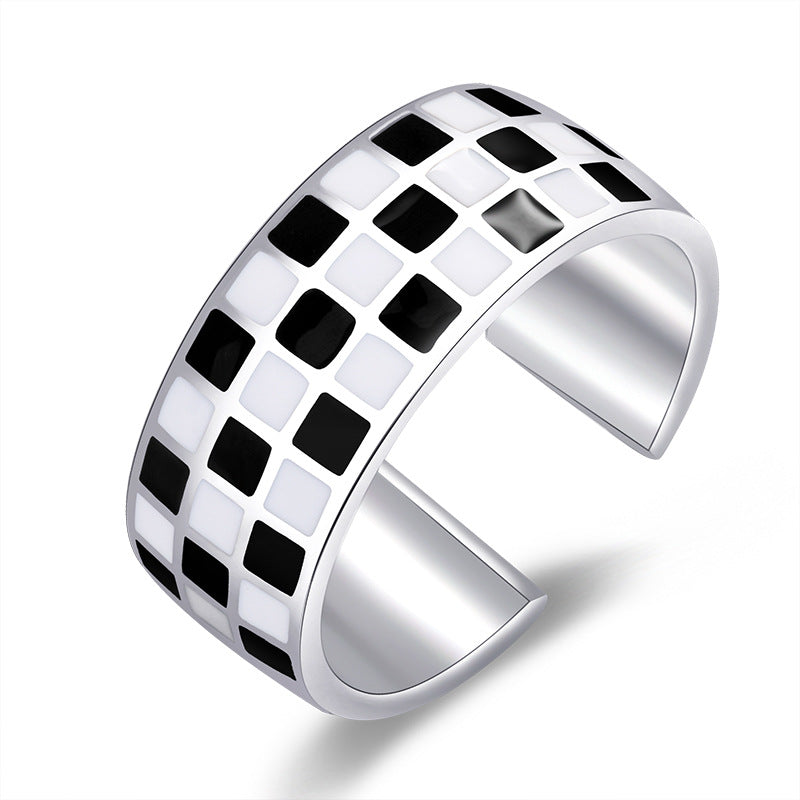 Personality Affordable Luxury Design Plaid High-grade Cold Rings