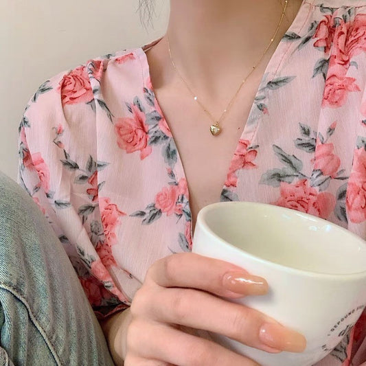 Love Temperament Peach Heart Clavicle Chain Summer Necklaces