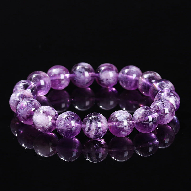 Women's Natural Purple Rabbit Fur Crystal Simple Amethyst Hair Round Bracelets