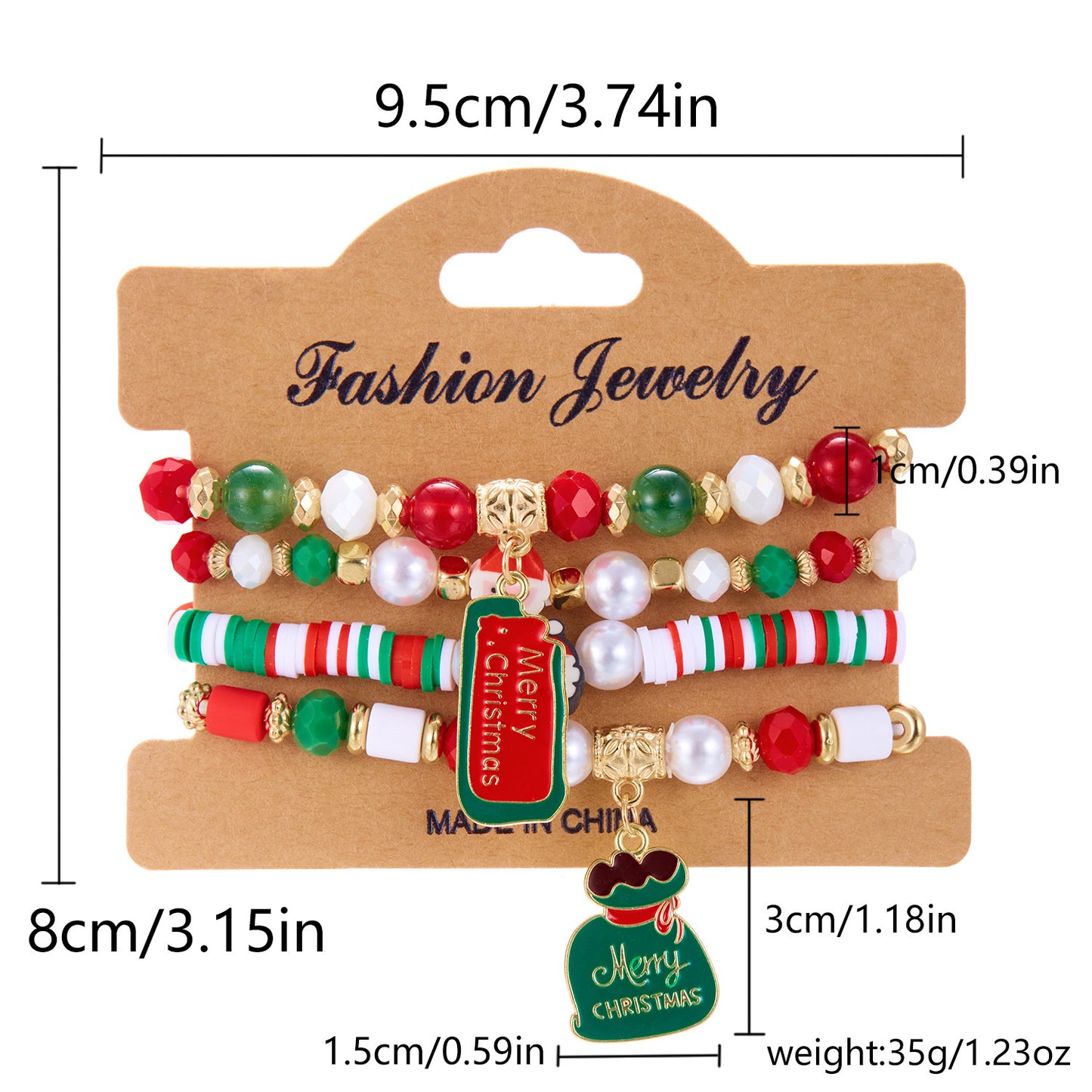 Christmas Element Suit Letter Beaded Polymer Bracelets