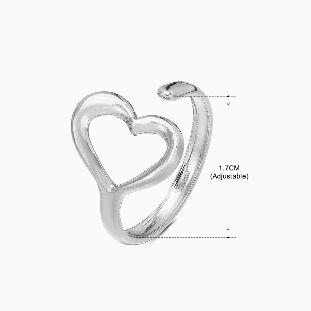 Women's Fashion Stainless Steel Love Heart-shaped Popular Rings
