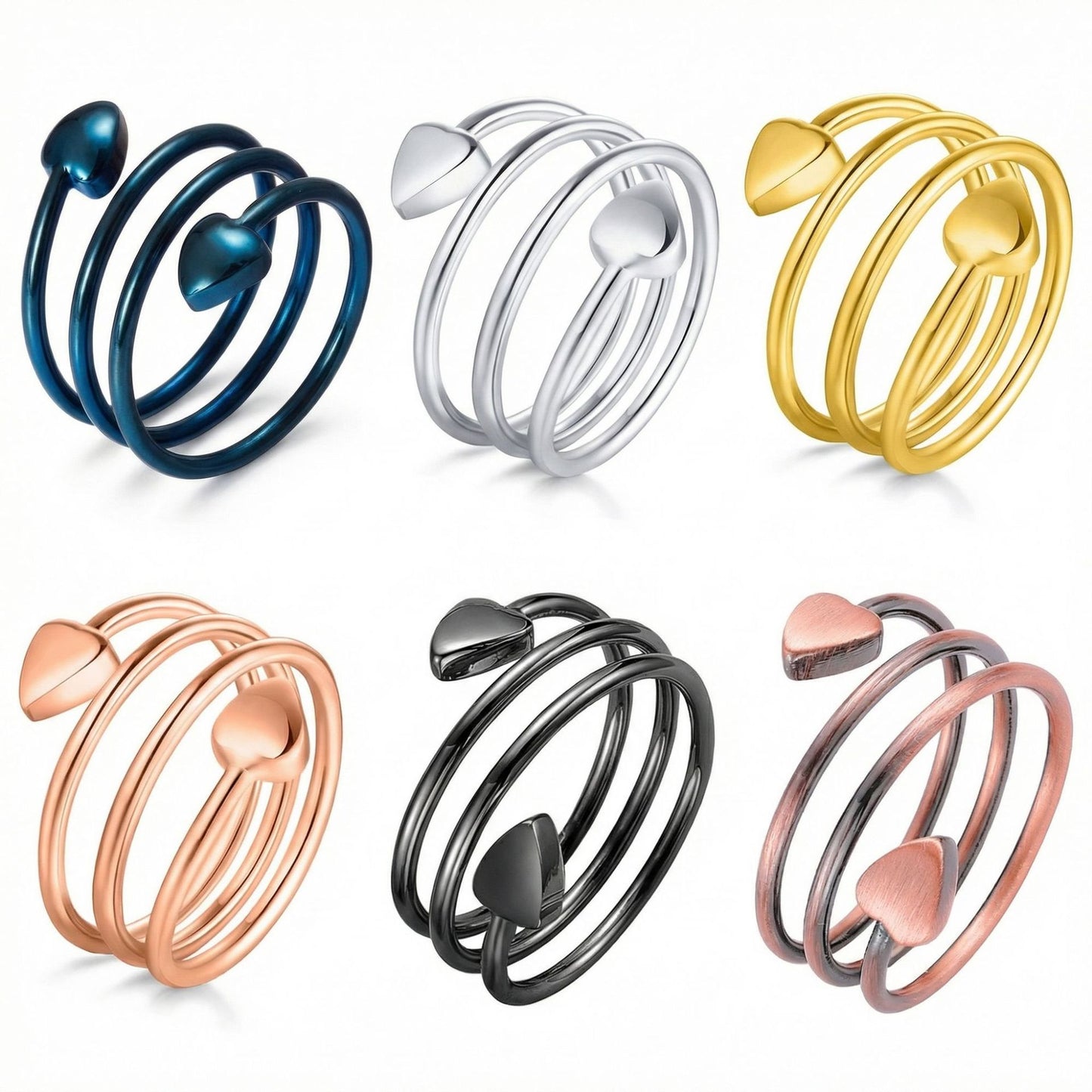 Love Magnet With Adjustable Size Spring Fashion Rings