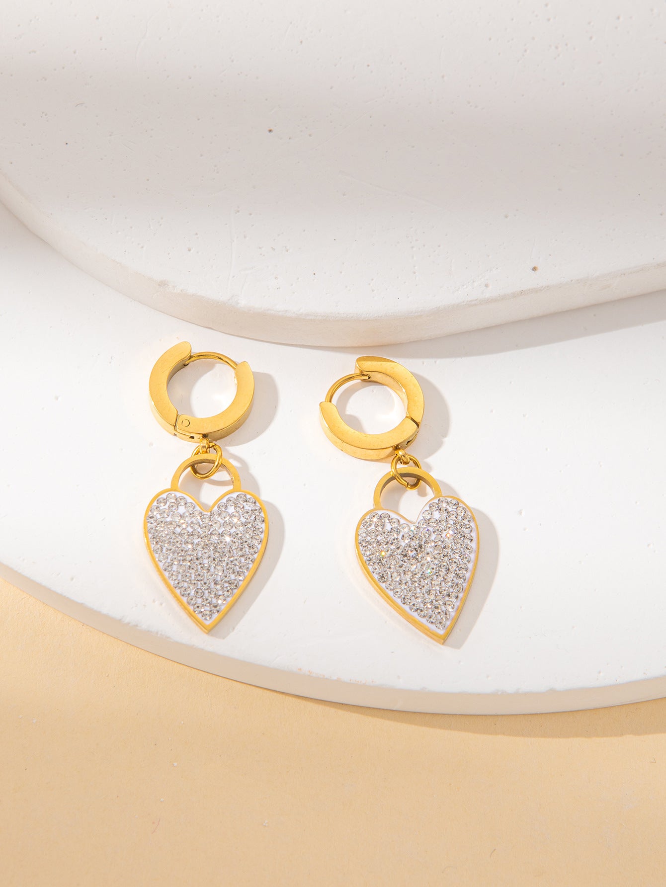 Women's Female With Hearts Zircon Light Luxury Design Earrings
