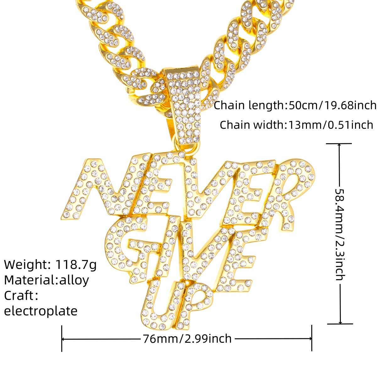 Hop Alloy Full Diamond Exaggerated Dripping Necklaces