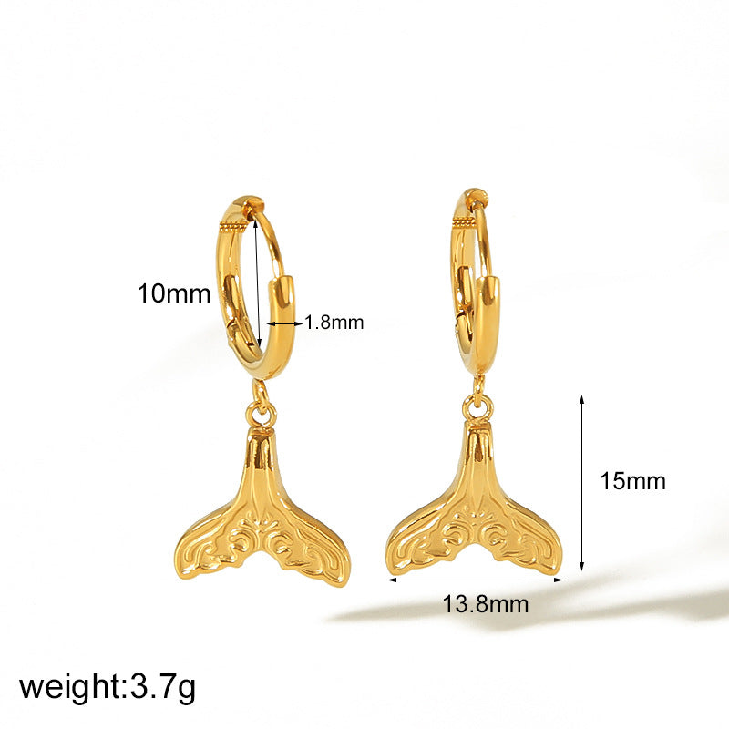 Women's Niche Design Diamond Gold Stainless Steel Do Earrings