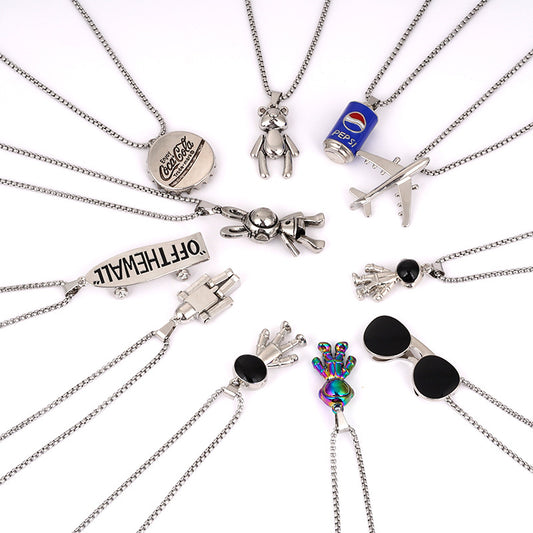 Women's & Men's Steel Hip Hop Fashion Catwalk Sweater Necklaces