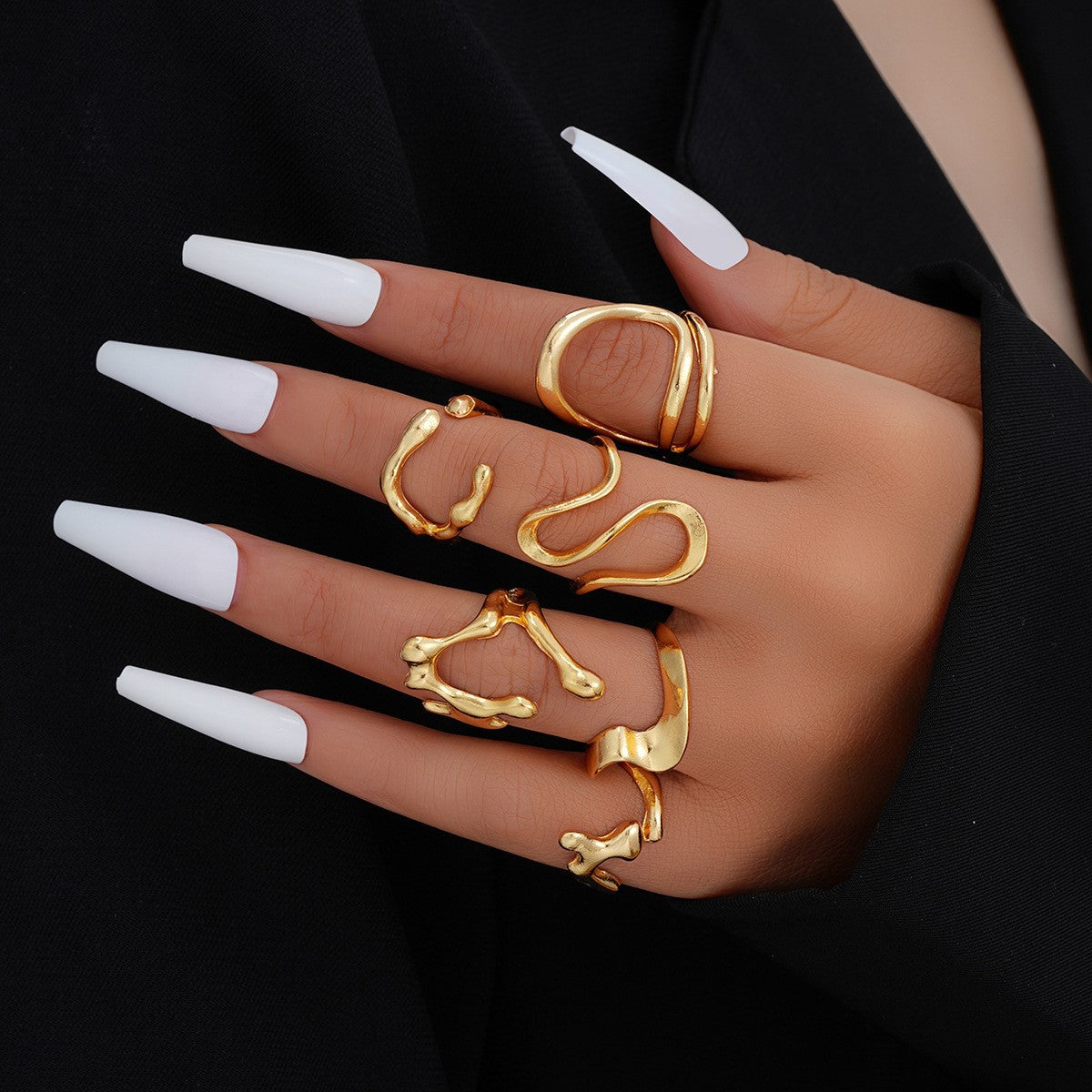 Drop Glossy Suit Piece Set Personality Creative Trend Rings