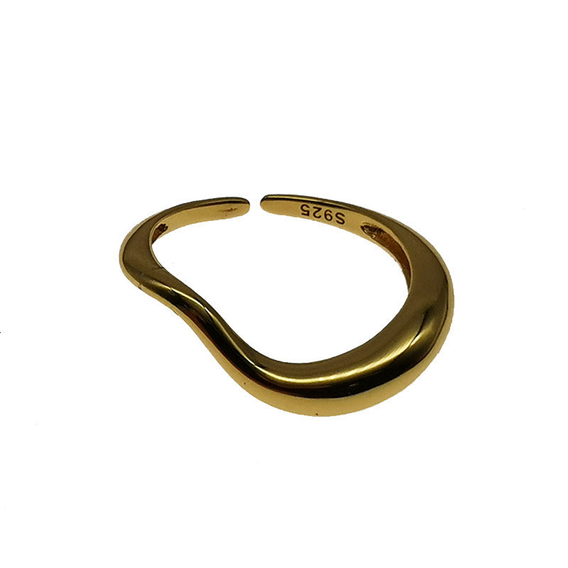 Curved Simple Geometric Irregular Female Cold Wind Rings
