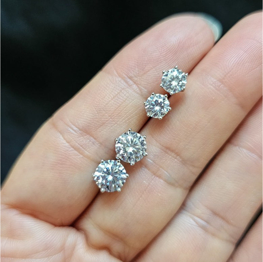 Style Sier Round Hard Support Zircon Earrings