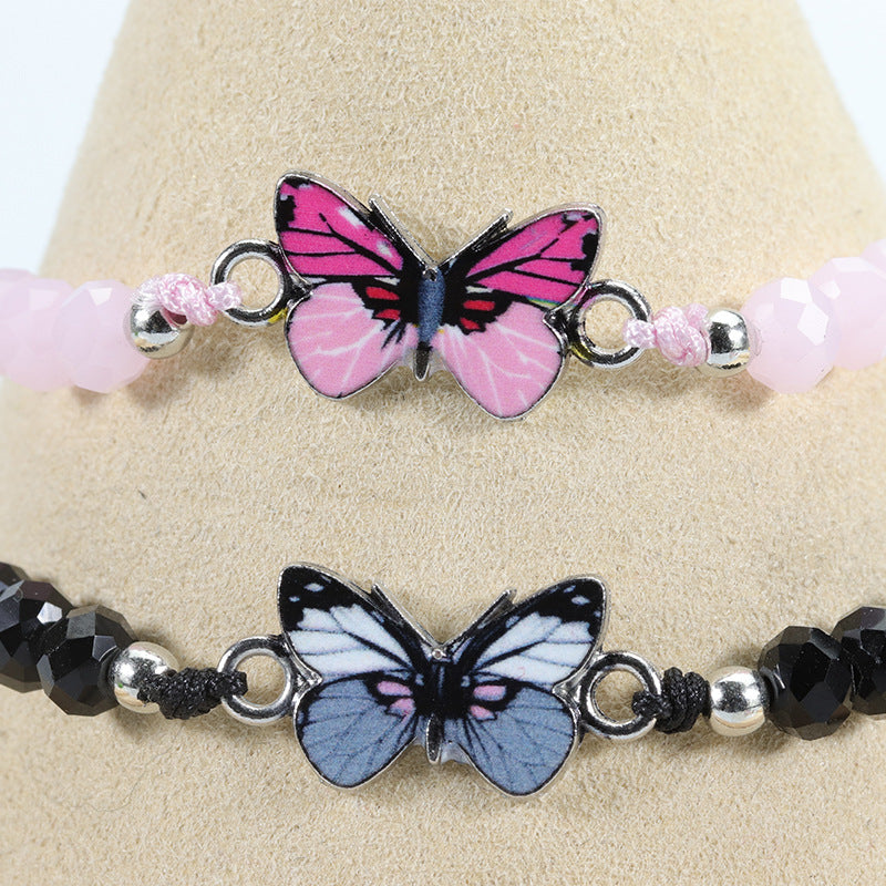 Crystal String Beads Butterfly Summer Woven Bracelets