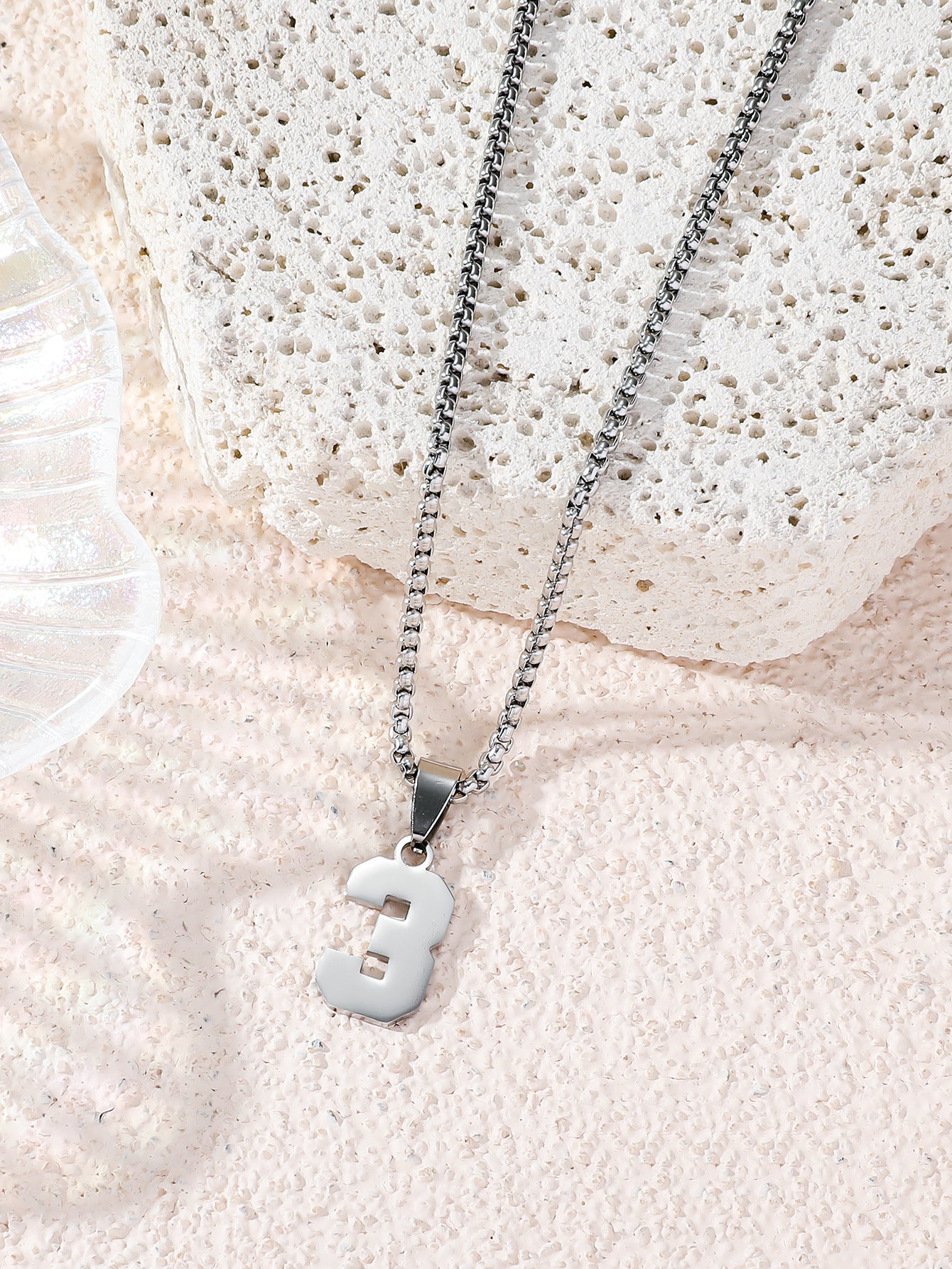Fashion Stainless Steel Double-sided Digital Male Female Personality Hip Hop Necklaces