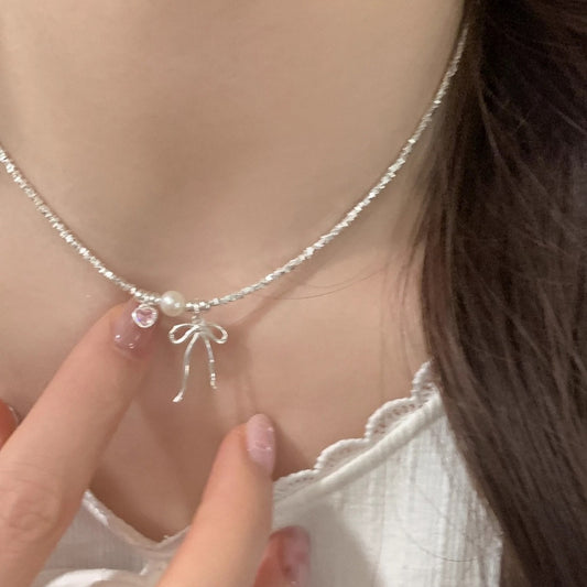 Women's Pink Diamond Pearl Small Pieces Of Sier Accessories Necklaces