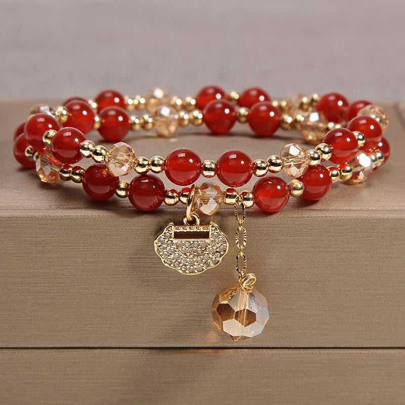 Women's Natural Garnet Crystal Jewelry Girlfriend Gifts Bracelets