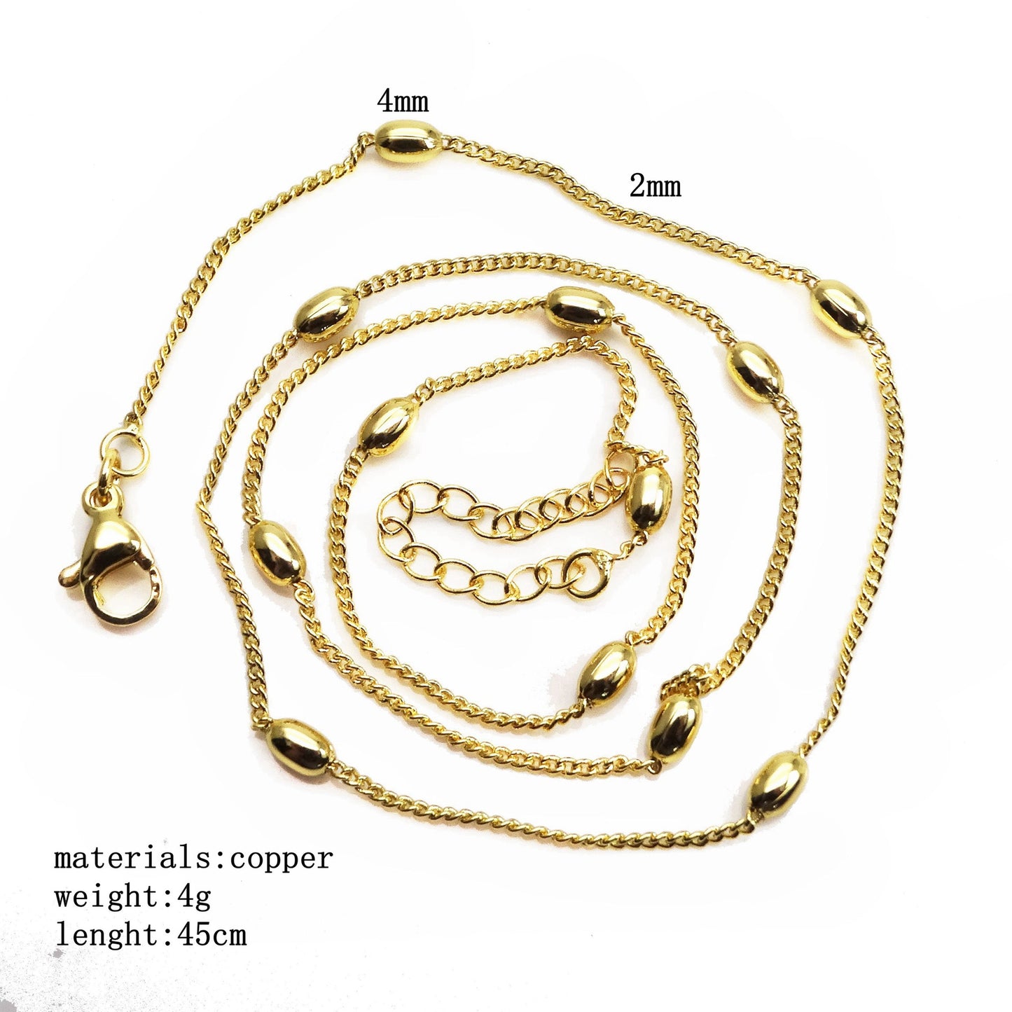 Box Chain O-shaped Bead Curb Hanging Necklaces