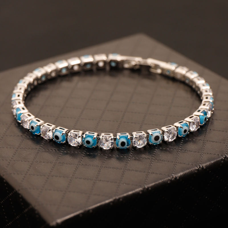 Women's & Men's Wind Devil's Eye Zircon Hip Hop Single Layer Full Bracelets