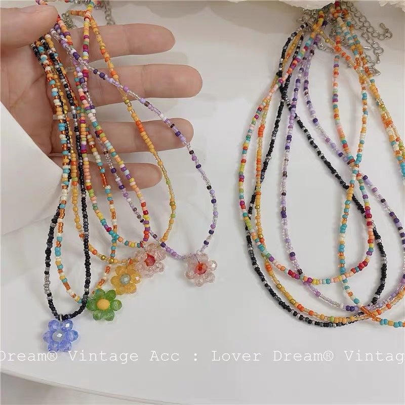 Crystal String Beads Flower Trendy Clavicle Chain Bracelets