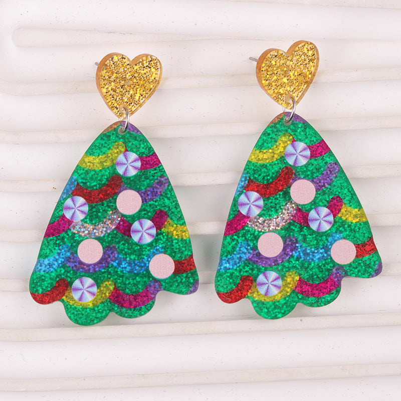 Love Colorful Tree Acrylic Simple Personality Earrings