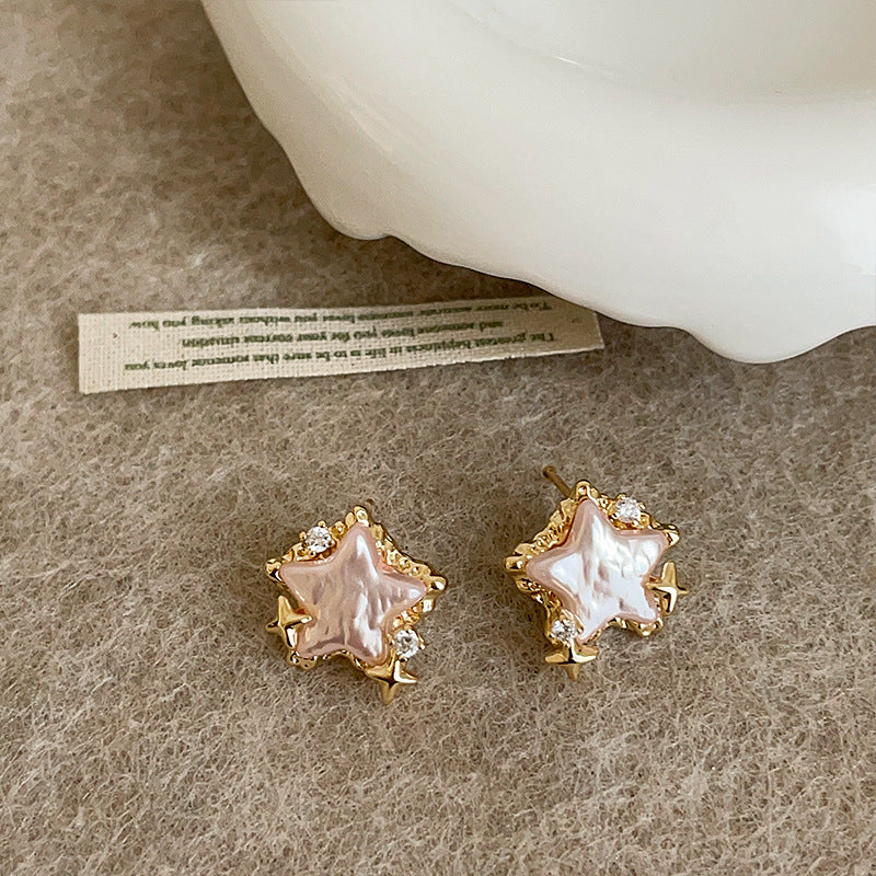 Women's Sweet Cool Personality Pink Love Star Pearl Rings