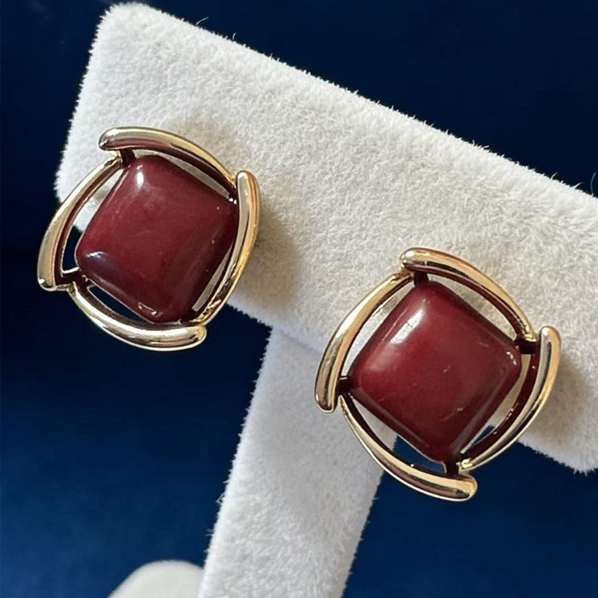 Women's Rotating Line Square Geometric Ear Light Luxury Stud Earrings