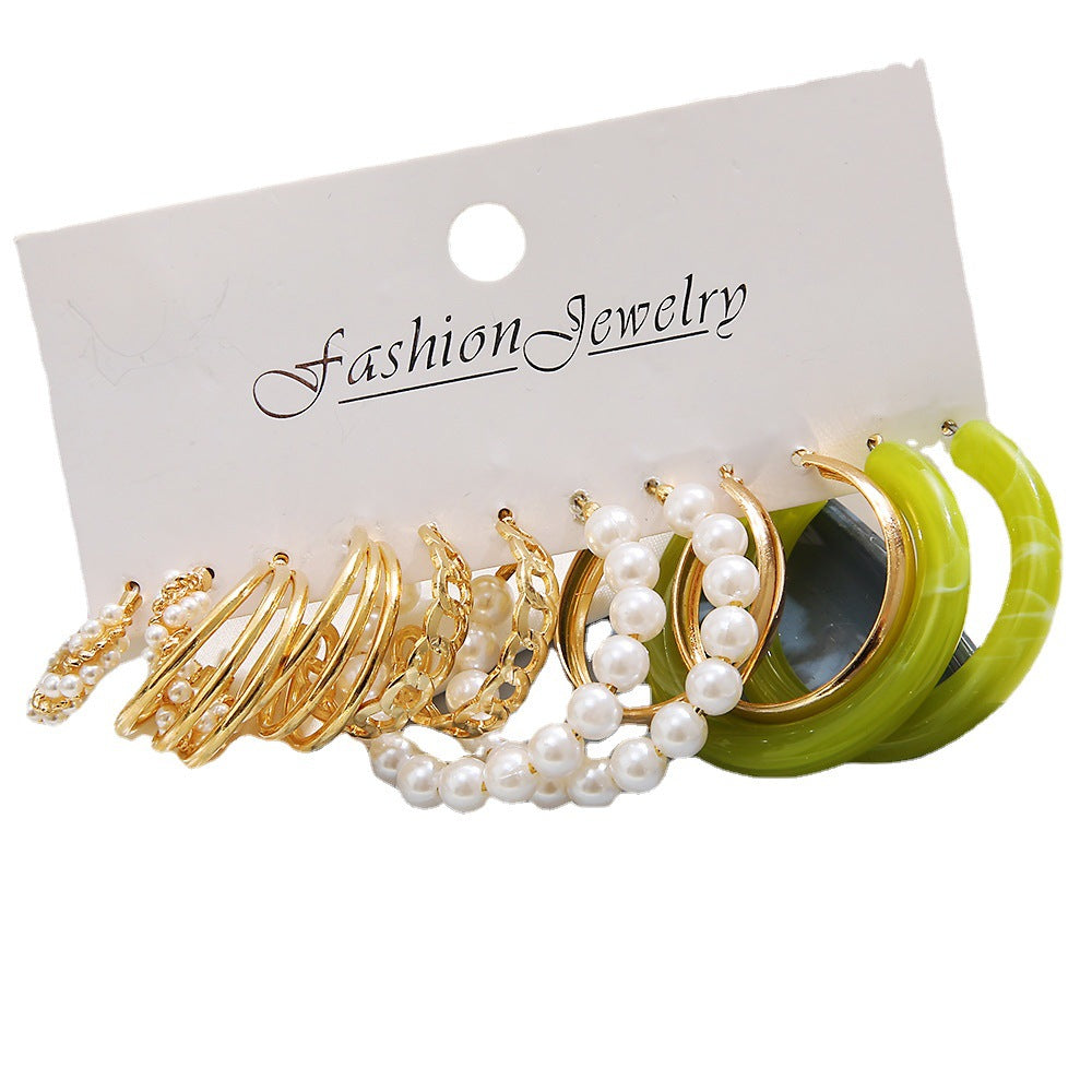 Creative Geometric Retro Imitation Pearl Hepburn Style Earrings