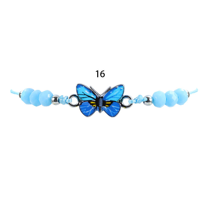 Crystal String Beads Butterfly Summer Woven Bracelets