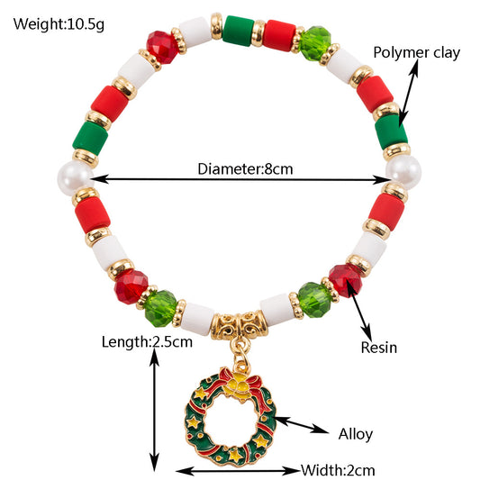 Alloy Wreath Elk Red Green White Polymer Bracelets